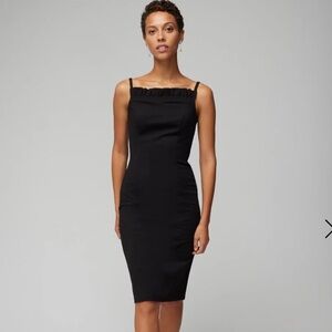 White House Black Market Square Neck Ruffle Sheath Dress